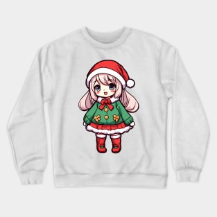 Cute christmas anime girl Crewneck Sweatshirt